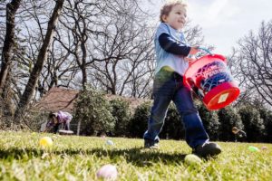 little bow with easter egg basket